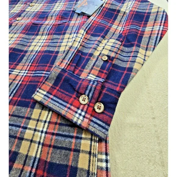 RidgeCut Tough Wear Red Blue Plaid Heavy Flannel Shirt Men’s Medium NWT - Picture 4 of 14